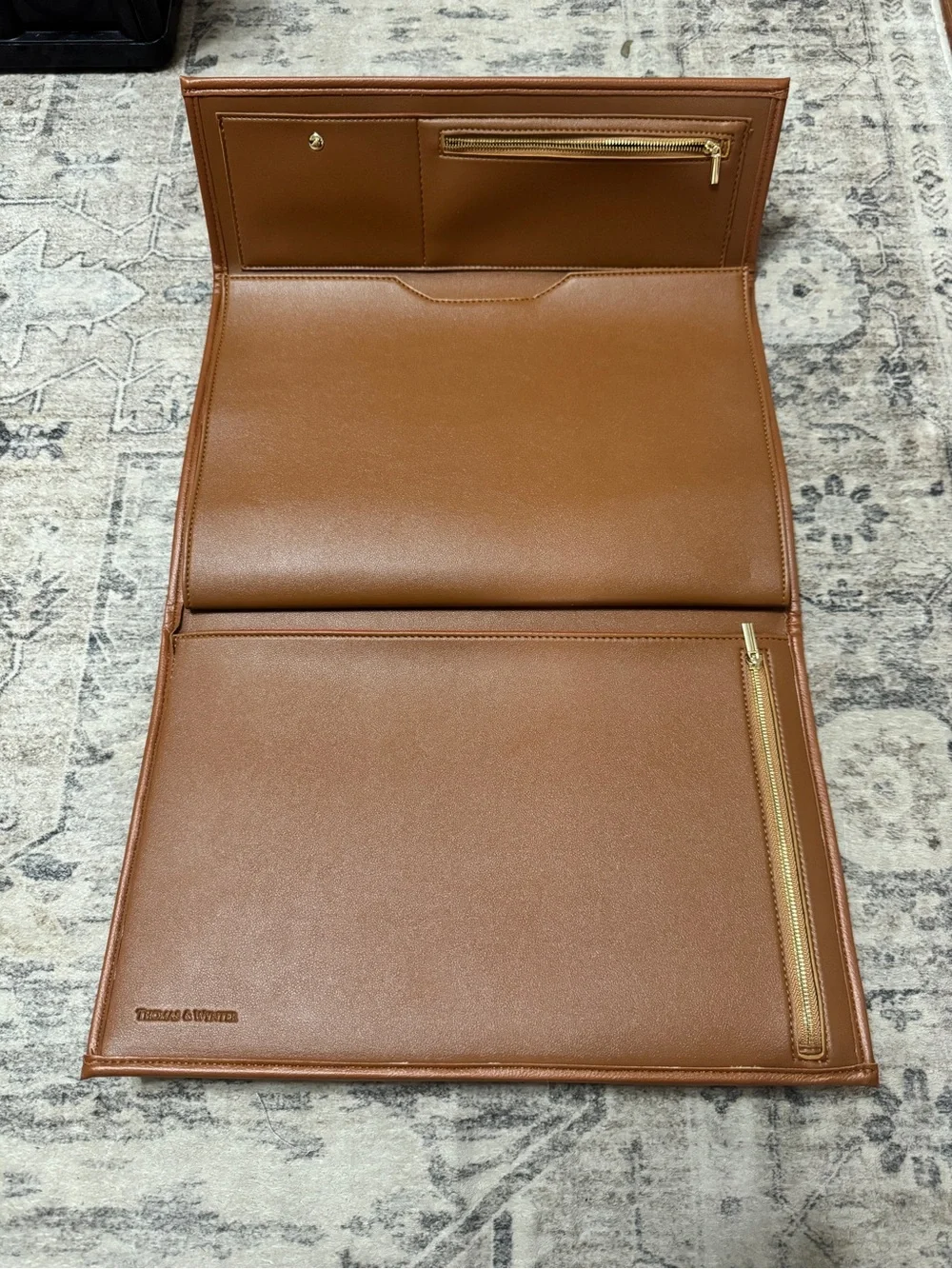 Brown Leather Portfolio / document holder  with Gold Buckle